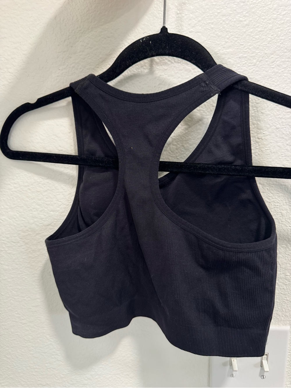 Athletic Ribbed Racerback Bra Tank Top - Black - Picture 2 of 3